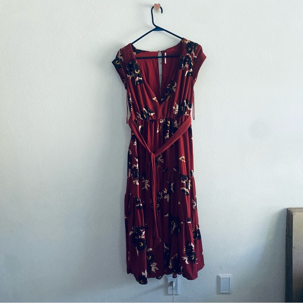 Free People maroon floral midi dress